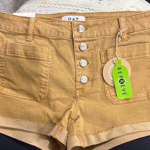 OAT- Tan Mid Rise Shorts- 28